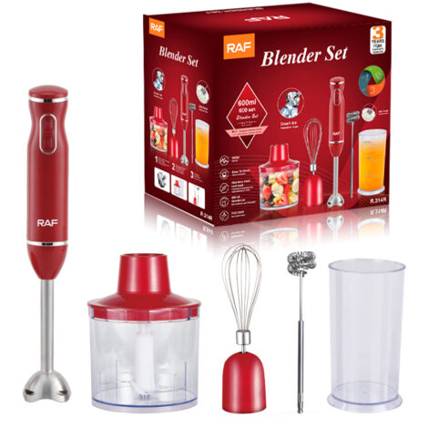TMS-9605 Mixeur Plongeant 3-en-1/600 W, 500 ml, Rouge