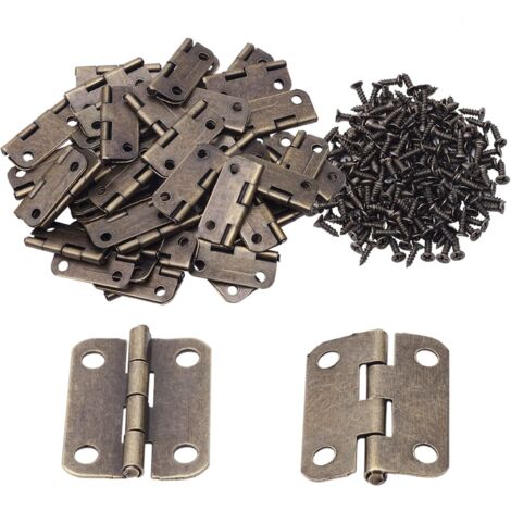 50 Pièces Charnières Antiques Petites Charnières Rétro Charnières de Porte pour Boite en Bois Coffre à Bijoux Coffret (25x19mm) (1/5)