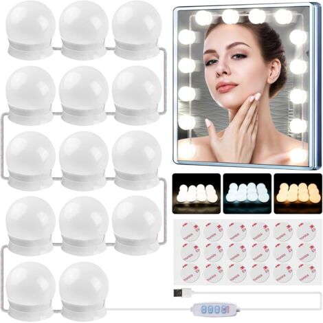 Lumière de Miroir, 14 Ampoules Kit de Lumière LED Dimmable Lampe, 10 Niveaux de Luminosité, 3 Modes de Couleur (1/5)