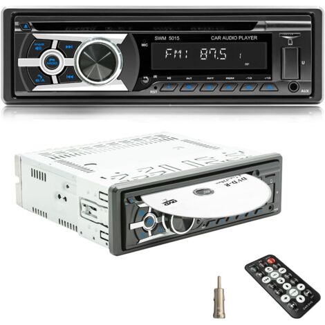 Autoradio 1 DIN Bluetooth 5.1 avec lecteur CD – 4 x 60 W – Radio FM/AM avec RDS – Prise USB/TF/AUX – Appels mains libres