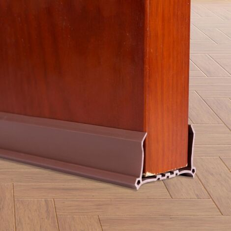 PVC - 96 cm - Bande d'étanchéité pour bas de porte - Bande d'étanchéité pour porte d'intérieur - Insonorisée - Anti-insectes - Coupe-vent - Marron (1/5)