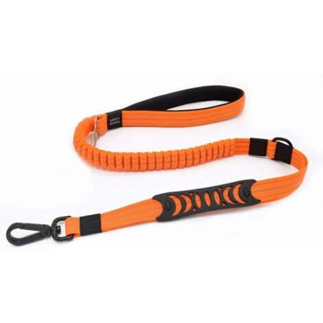 Laisse pour Chien Anti Traction Laisse de Sécurité pour Voiture Petite Moyenne Grande Nylon Réfléchissant Solide (110CM Orange)
