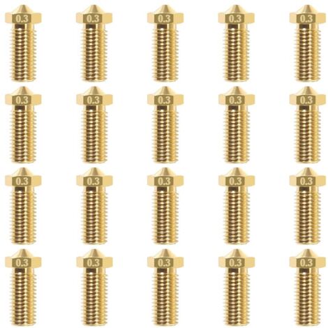 20pcs 0.3mm Volcanic Brass 3D buse pour V5 V63D imprimante, extrudeuse jet de tête d'impression (1/5)