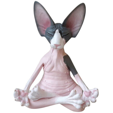 Méditation Sphynx Cat Statue Sculptures de Chat, Cat Garden Statue Bouddha Meditation Sphynx Cat pour Le décor du Bureau à Domicile (1/5)