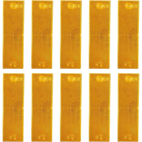 Réfléchissant Plaque D'Avertissement, Catadioptres Rectangulaires, Catadioptres de Sécurité, Catadioptre Remorque, Réflecteurs Camion, pour Camions Caravanes RV Bateaux Vélo, 10 Pièces, Jaune (1/5)