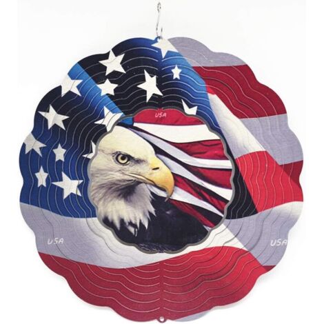 Drapeau de l'aigle, 12 pouces jardin cloche à vent en métal, Moulin à vent rotatif balcon Cour décoration (1/5)