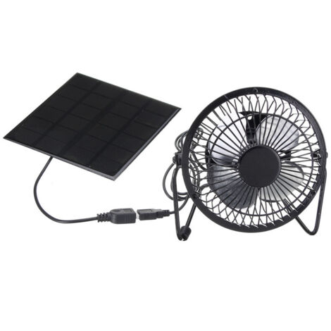 Ventilateur de bureau USB alimenté par panneau solaire USB 5W, petit ventilateur extérieur pour la maison, le bureau, l'ordinateur portable, le PC, la table