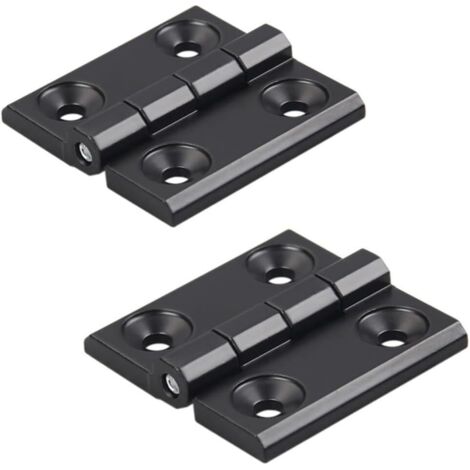 Lot de 2 charnières noires en alliage de zinc - 60 x 60 mm - Charnières profilées en aluminium - Kit d'installation pour profilé d'extrusion en aluminium 2020 - 6 mm (1/5)