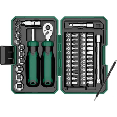 40 pièces clé à cliquet et tournevis outils de réparation kit de tête de tournevis magnétique outils de réparation manuels (1/5)