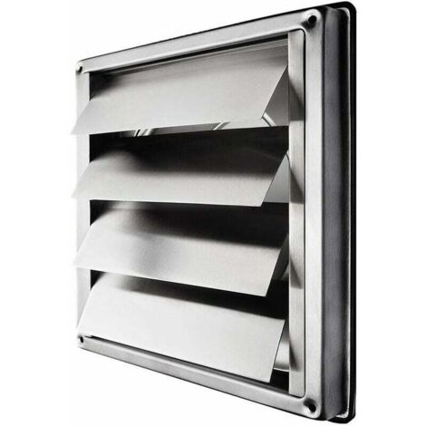 Grille de ventilation inox 150 mm – Grille carrée 184 x 184 mm avec lattes mobiles – Résistante aux intempéries pour hottes et ateliers (1/5)