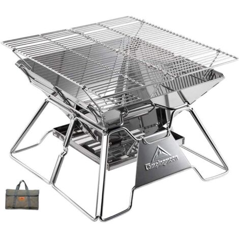 Grills de Camping pliables en acier inoxydable, gril à charbon de bois Portable de 14 pouces avec sac de transport MT-2 (1/5)