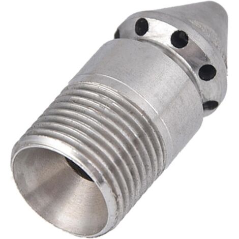Buse De Nettoyage Des Égouts En Acier Inoxydable, 3/8 Fil Extérieur, Buse De Nettoyage De Tuyaux Pour Lances De Nettoyeur Haute Pression Nettoyeur Pour Toilette, Égouts, Tuyau (Argent) (1/5)
