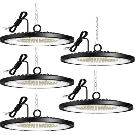 5 PCS 150W UFO LED Lights Projecteur,Spot intérieur 20000lm 6500k Froid Blanc, LED High Bay Light ip65 imperméable, Hall Atelier d'entrepôt pour Stade Intérieur, Parking Garage Éclairage (1/5)