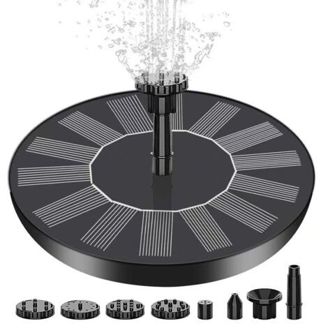 Fontaine de jardin solaire 3,5 W – Panneau en silicium monocristallin – Batterie lithium rechargeable – 6 buses pour jets d'eau ajustables (1/5)