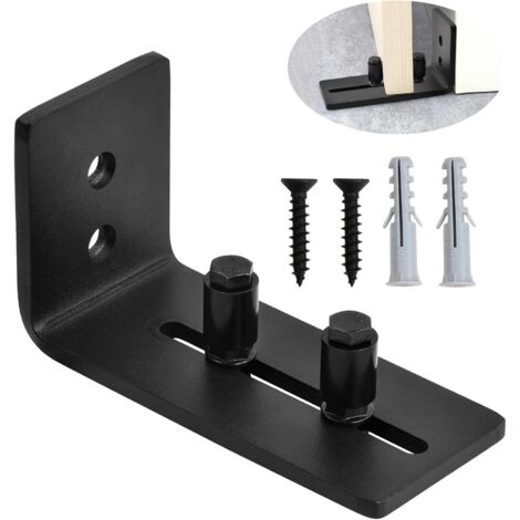 Guide Sol Porte Coulissante, Guide de plancher Porte, Rail de Sol Pour Porte De Grange, Guide Pour Le Sol du Support du Sol Coulissant Pour Montage Mural Réglable en Acier au Carbone (1/5)