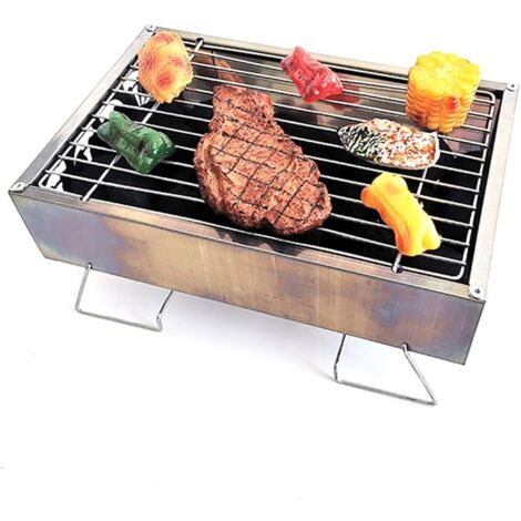 Barbecue pliable portable/Barbecue à charbon de bois/Gril extérieur en acier inoxydable/Barbecue domestique/Convient pour les barbecues familiaux/Petit gril (1/5)