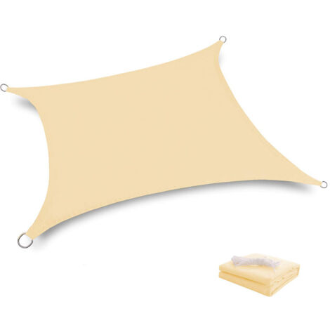 Volie d'ombrage Rectangulaire 2x3m Respirant Toile Ombrage HDPE UV Protection pour Jardin Patio Terrasse Camping- Sable (1/3)