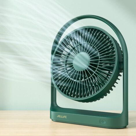 Ventilateur de Bureau, Silencieux Ventilateur Bureau Portable à Piles Avec 4 vitesses, Max 15 heures, Mini Ventilateur de Table Rechargeable USB 4000 mAh pour Bureau/Chambre/Voyage-Vert