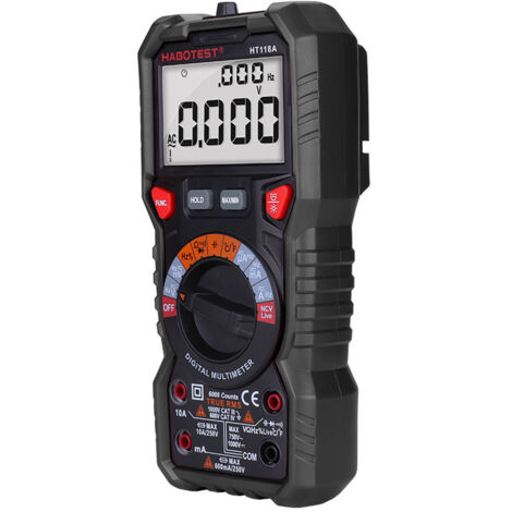 Multimètre Automatique Numérique, TRMS 6000 Comptes (Guide de Bornes LED), Ampèremètre, Testeur Electrique Professionnel, Température Capacimètre Tension/Courant CA/CC Résistance/Fréquence (1/5)