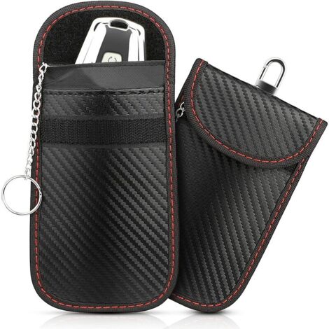 Lot de 2 Portab Signal Blocage Faraday Pochette Sac, Anti RFID Clé Voiture, Pochette Anti RFID C Voiture, Protection Antivol Anti Piratage de Télécommande Véhicu (1/5)