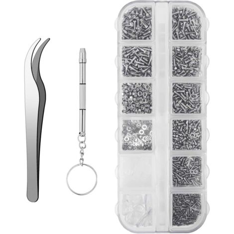 1000pcs lunettes nose Holder Horlogerie vis set, 12 vis à grille, lunettes de soleil sans cadre accessoires (1/5)