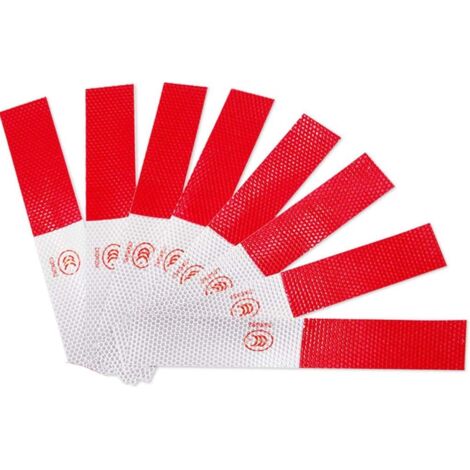 Auto Nuit autoadhésives Bande réfléchissante Rouge-Blanc Voiture de remorques de camions de sécurité Avertissement Autocollants de Bande(100 feuilles) (1/5)