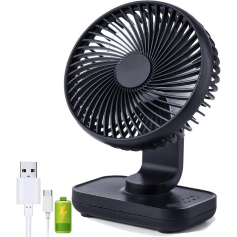 Ventilateur de Table 4 Vitesses Silencieux Variable à 90° Mini Ventilateur de Bureau USB Rechargeable Parfait pour Chambre à Coucher (bleu foncé) (1/5)