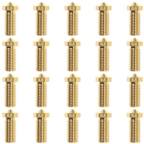 20pcs 0.8mm Volcanic Brass 3D buse pour V5 V63D imprimante, extrudeuse jet de tête d'impression (1/5)
