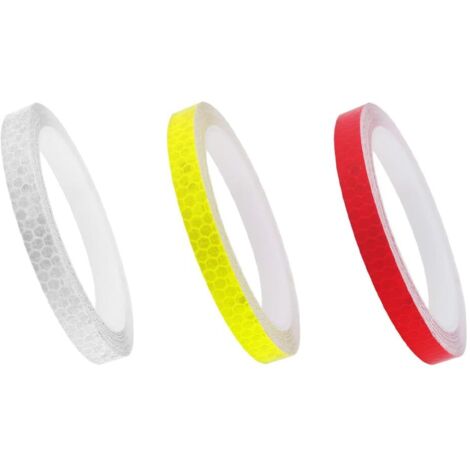 3 Pcs Ruban D'avertissement Réfléchissant, Sécurité Réfléchissant Avertissement éclairage Autocollant Ruban Adhésif Rouleau Bande pour véhicules Voitures Remorques Vélos Casques (3 couleurs) (1/5)