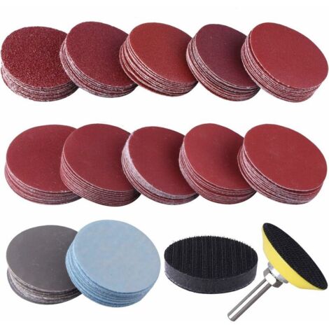 120 Pièces Disques Abrasifs 50mm Disques de Ponçage Grain 60 80 120 180 240 400 600 800 1000 1200 2000 3000 pour Meulage Fraisage Gravure (1/5)