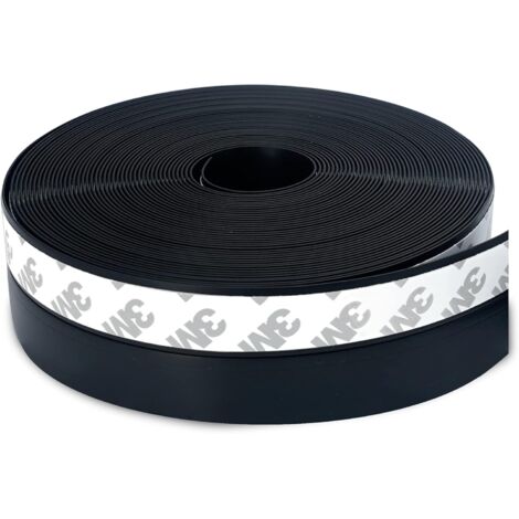 Bas de Porte Adhésif, 10M x 3,5CM Bande d'étanchéité Auto-adhésive de Silicone pour Porte et Fenetre. Protection contre l 'eau, Protection contre les Insectes, Réduction du Bruit (Noir) (1/4)