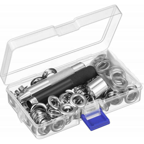 Grommet Kit Oeillet 12 mm Trousse à œillets Outils Metal Ensembles Oeillets 100 Set Kit d'Oeillets Oeillets pour Baches pour Couture Toile Bâche Tente de Réparation- (1/5)