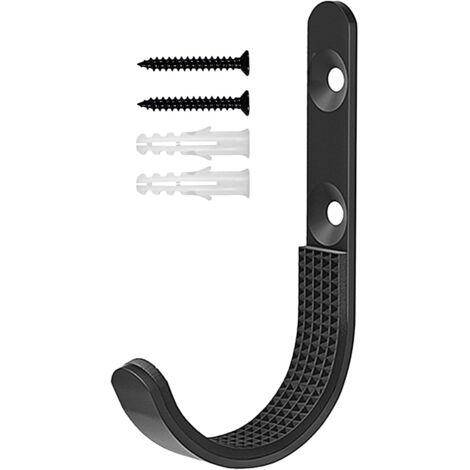 Lot de 2 Crochet utilitaire en acier Crochets en J pour rangement de garage Crochets en acier avec ancrages muraux et vis – Crochets utilitaires en J noirs pour œuvres d'art (1/5)