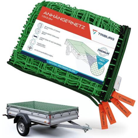 Filet de remorque 1,5x2m (renforcé) avec marquages d'angle - Filet de suspension avec tendeur en caoutchouc pour une sécurité optimale du chargement - Filet de remorque avec corde élastique (1/5)
