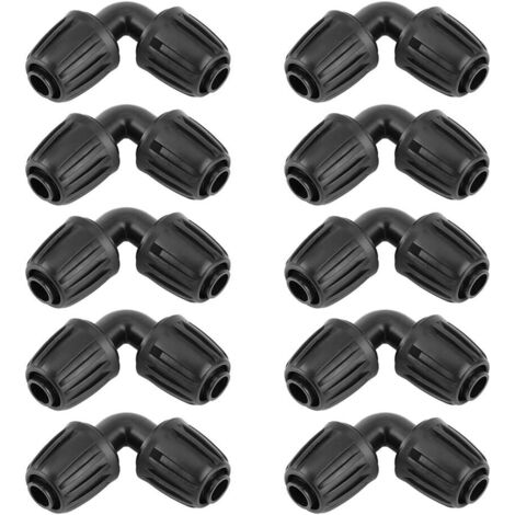 Lot de 10 adaptateurs coudés pour irrigation goutte à goutte, connecteur coudé pour tuyau d'arrosage de 16 mm, connecteur coudé universel, accessoires d'irrigation agricole (1/5)