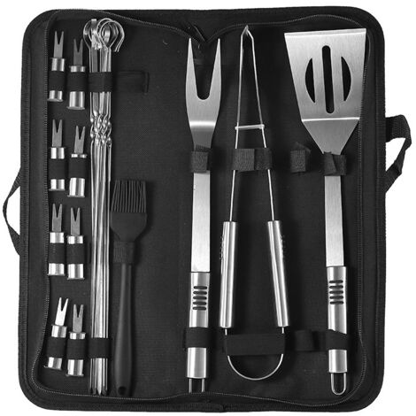 Lot de 16 sacs en toile pour barbecue en acier inoxydable avec accessoires de barbecue - Outils de barbecue pour le barbecue domestique et extérieur (1/4)