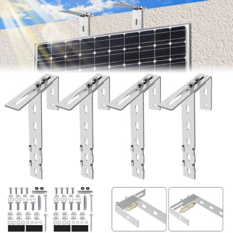 Lot de 4 crochets réglables en acier inoxydable pour panneaux solaires – Installation rapide sur balcons ronds et carrés – Charge max 500 kg (1/5)