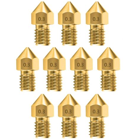 10pcs 0.3mm extrudeuse tête d'impression de buse d'imprimante 3D pour makerbot creality Cr - 10 Ender 3 et Ender 5 (1/5)