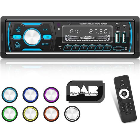 Autoradio Dab+ 1 Din avec Bluetooth - Auto Radio avec FM AM RDS - 7 Boutons Lumineux de Couleur/USB/U Disk/AUX + 32G TF Card (1/5)