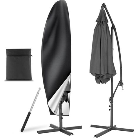 Housse Parasol Deporte avec Perche Télescopique, Housse de Protection pour Parasol en Tissu Oxford 210D , Imperméable, Coupe-Vent, Anti-UV ,pour Parasol de Jardin Exterieur , 265 x 40/70/50 cm (1/5)