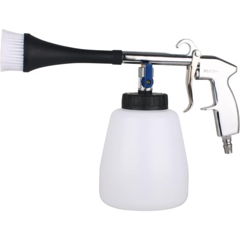Pistolet de nettoyage pour l'intérieur de la voiture - Pistolet de lavage portable avec bouteille en mousse et brosse (1/5)