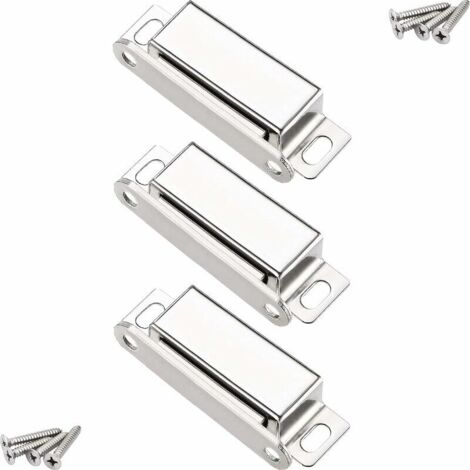 Loqueteau magnétique pour meuble – Force de traction 20 kg – Acier inoxydable 304 – 12 vis incluses – Pack de 3 unités (1/5)