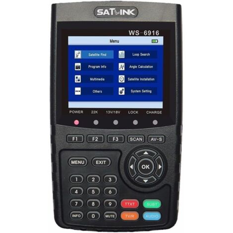 Pointeur satellite HD WS-6916 – Écran LCD TFT 3,5 pouces – Normes DVB-S2/MPEG-4 – Connecteur F Femelle – Alimentation LNB 13V/18V