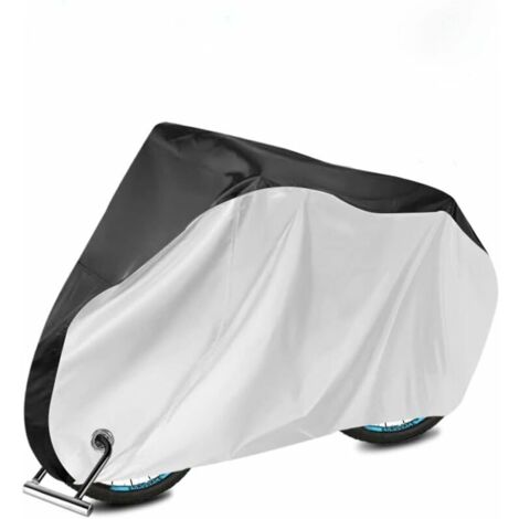 Nazalus-Vente chaude-1 x housse de vélo noir + argent, 300D Oxford cloth PU, imperméable à la pluie, protégé contre les UV, anti-poussière, housse de vélo antidérapante. (1/5)