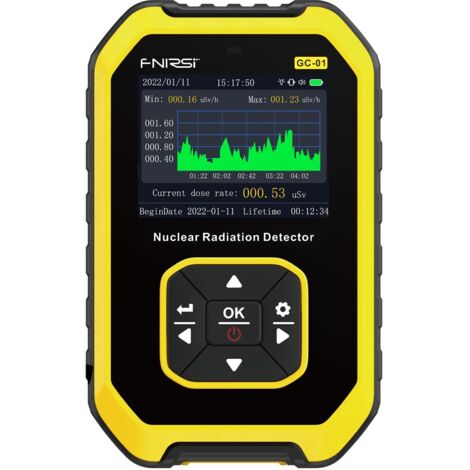 Premium Geiger Counter Radiation Detector, Rechargeable Nuclear Radiation Dosimeter, Portable Handheld Beta Gamma X-ray Monitor Meter with LCD Display, 5 Dosage Units Switched Nuclear Detector