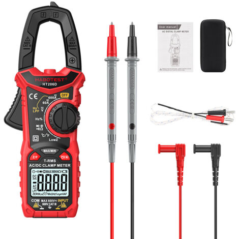 Multimètre pince ampèremétrique numérique AC/DC – Mesure TRMS jusqu'à 600V – CAT III – Écran LCD rétroéclairé – Test de tension sans contact (1/5)