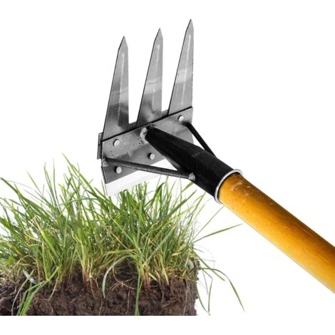 3 Dent Râteau De Désherbage en Acier Au Carbone, Rateau Jardin, Outillage De Jardin Râteau, Détachable Râteau De Jardin en Métal Très Résistant Double Face pour Backyard Farm Farm (1/5)