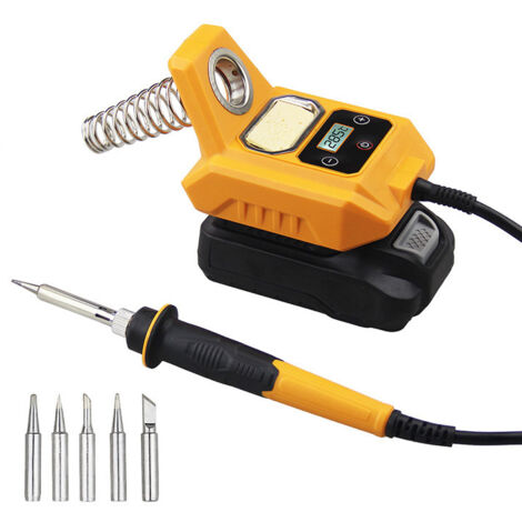 Draadloze soldeerbout 60w draagbaar verstelbaar digitaal LCD-soldeerstation 100 500 ℃ Auto-Sleep°C/°F conversie voor doe-het-zelf reparaties (geen batterij) (compatibel met Dewalt 20V batterij) (1/5)