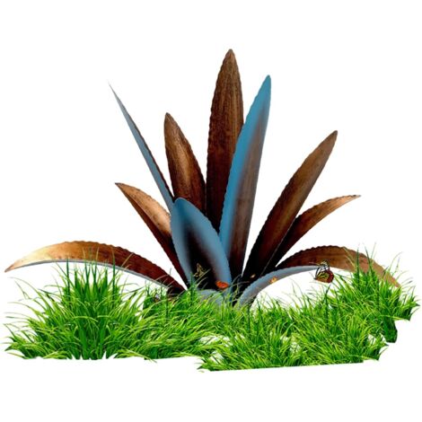Sculpture rustique tequila, sculpture rustique tequila bleu grand métal agave yard art rustique métal plantes d'agave pour la statue d'agave extérieure pour le décor de jardin de joie de patio pour (1/5)