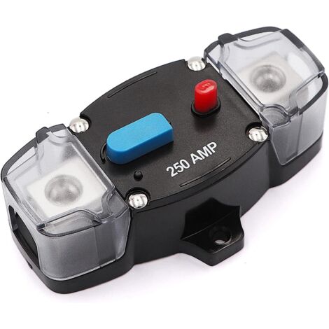 12-24 volts DC 250A disjoncteur réinitialisation manuelle, 0-8 jauges Trolling moteur Auto voiture stéréo Audio en ligne fusible bloc supports onduleur pour automobile Rv bateau marin (250Amp)